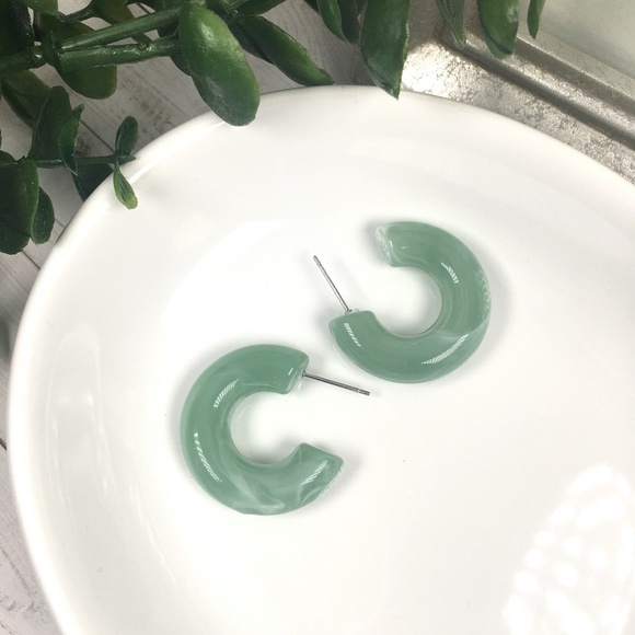 Chunky Tortoise Shell Hoop Earrings - Picture 4 of 8